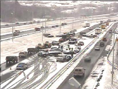A 52-car pile up injured 10 people on I-95 today in Dale City.