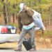 Homeless campers in Dale City were forced from their homes on a cloverleaf intersection on I-95 on Thursday. (Mary Davidson/PotomacLocal.com)