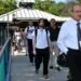 Virginia Railway Express passengers exit a train at the Brooke station in Stafford County. (Mary Davidson/PotomacLocal.com)