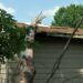 A tree fell on a house in Stafford late last month, prompting officials to condemn the house. (Mary Davidson/PotomacLocal.com)