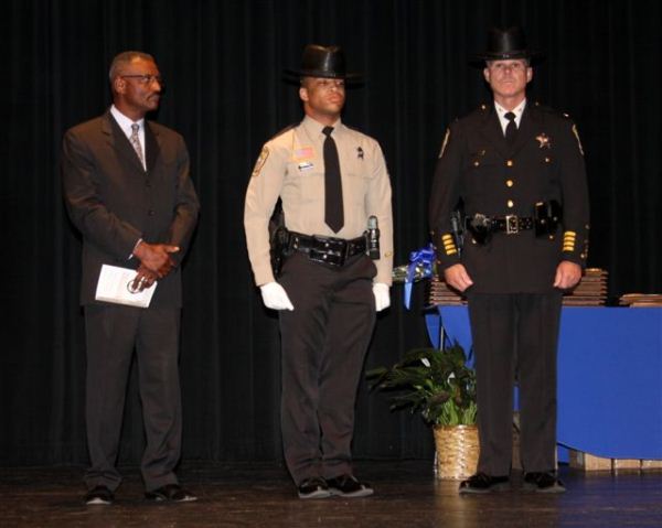 Chaplain Leonard Lacey, Stafford sheriff’s Deputy Deuntay Diggs, Stafford County Sheriff Charles E. Jett. (Submitted)