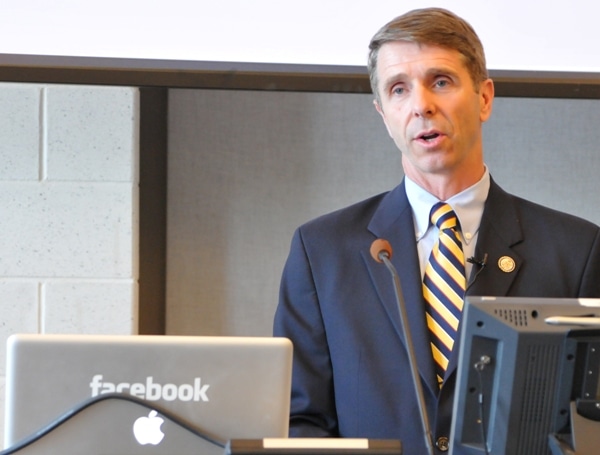 Rep. Rob Wittman (R-Va. 1) talks about keeping maintaining security on Facebook. (Mary Davidson/PotomacLocal.com)