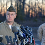 Quantico Marine Corps Base Commander Col. David W. Maxwell addresses media following the shooting deaths of three Marines under his command. [Photo: Mary Davidson / Potomac Local News]