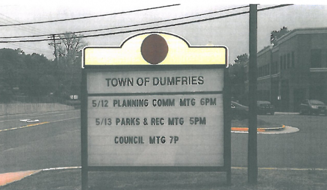 A rendering of a sign in front of Dumfries Town Hall showing how the ARB sign should look.