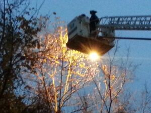 PWC Firefighter goes over 89 feet in the area to rescue a resident's cat.