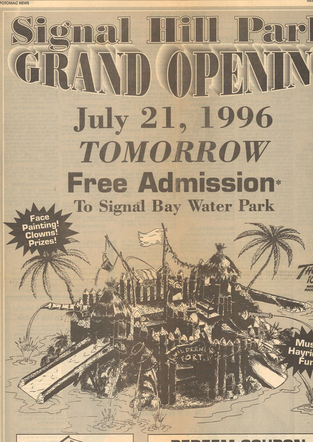 This advertisement for Signal Bay Waterpark appeared in the Potomac News newspaper. 