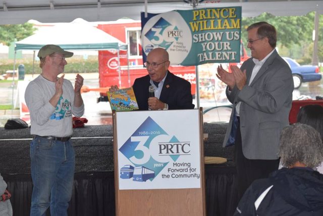 Former Virginia Delegate David Brickley, who sponsored PRTC’s founding legislation, talks about the history of the agency during its 30th anniversary celebration. Joining him (l –r) were Eric Marx, PRTC Interim Executive Director, and PRTC Board Chairman Frank J. Principi.