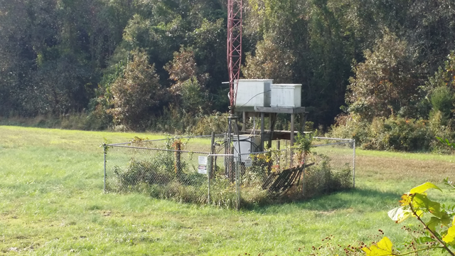 The base of one of the towers that remains standing.