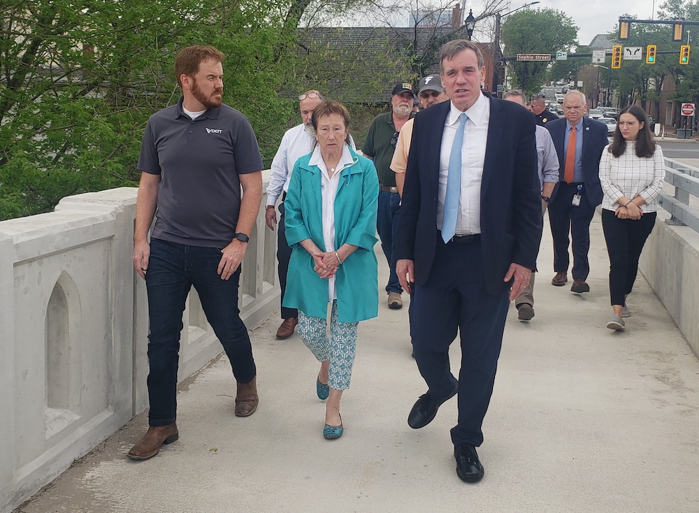 Sen. Warner walks Chatham Bridge, touts .2T infrastructure spending bill – Potomac Local